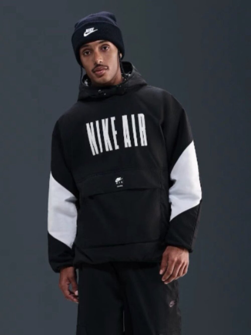 Nike Air Anorak Jacket IB2769-010 Mens Size 2XL XXL Black White Hooded Coat New